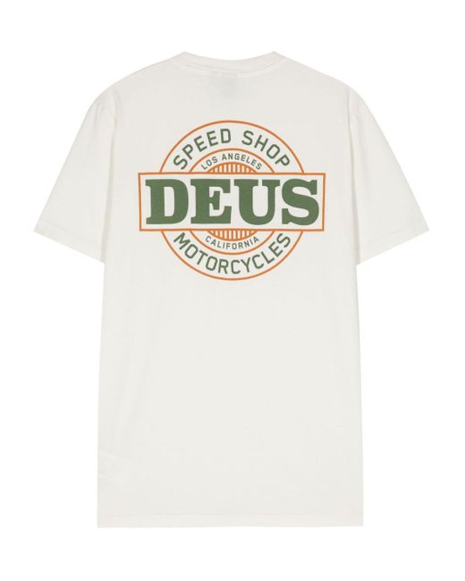 Deus Ex Machina White Logo-Print Cotton T-Shirt for men