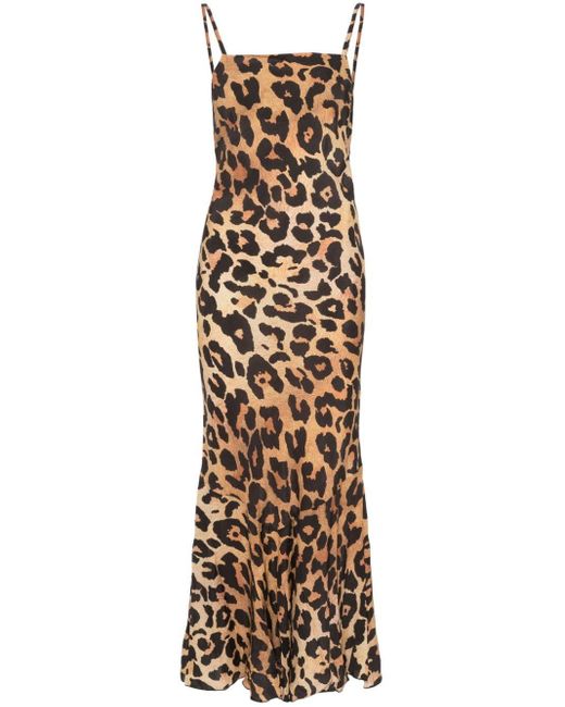Musier Paris Natural Leopard-Print Maxi Dress