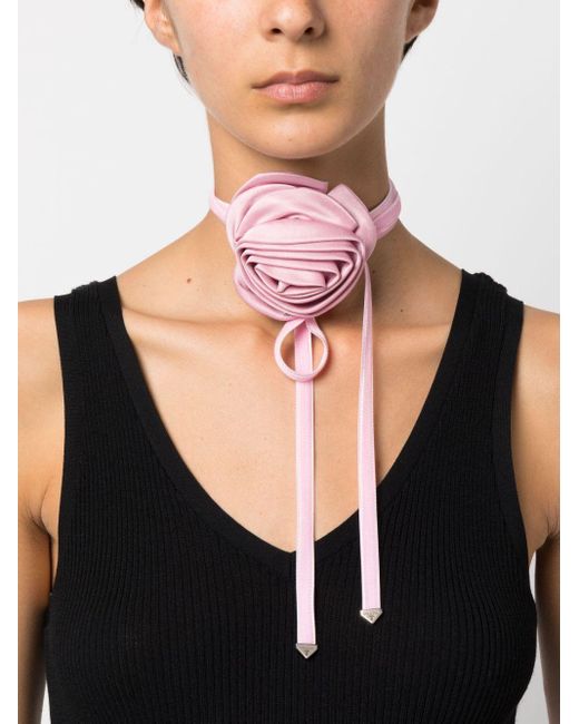 Prada Pink Rose-Appliqué Choker Necklace