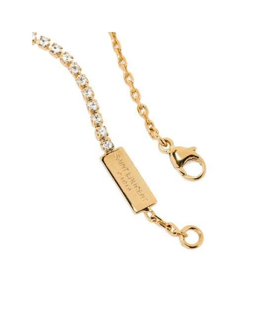 Saint Laurent Metallic Monogranne Crystal Bracelet