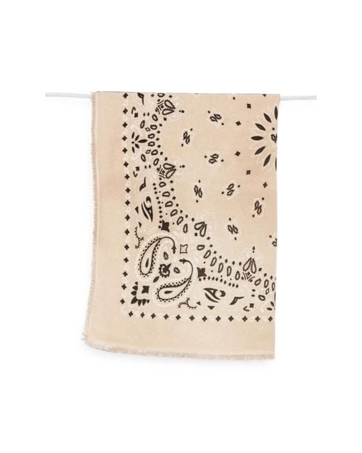 Kujten Natural Hachiko Bico Paisley-Pattern Frayed Scarf