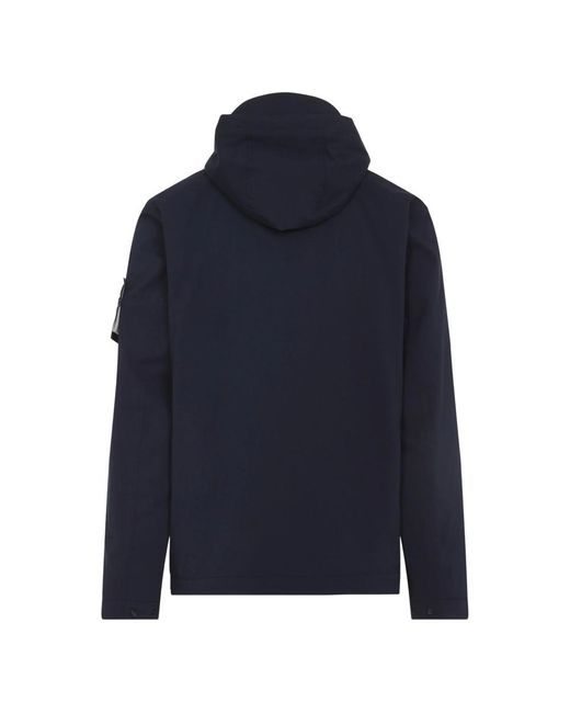 Stone Island Blue Hooded Zip-Front Jacket for men