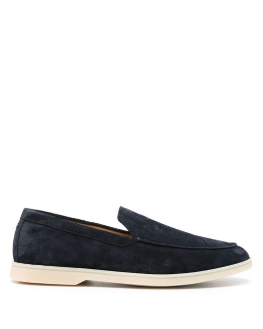 Henderson Blue Logo-Embroidered Suede Loafers for men