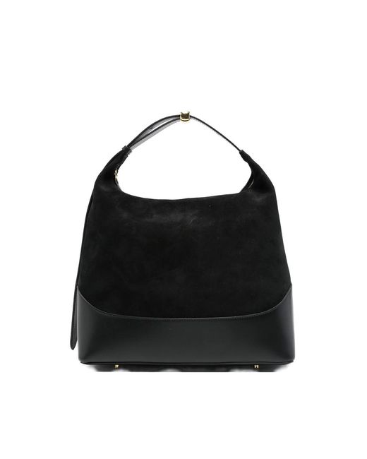 Elleme Black Large Loop Suede Leather Shoulder Bag