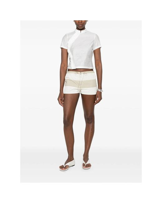 Paloma Wool White Gaspar Ruffle-Trimmed Short-Sleeve Blouse