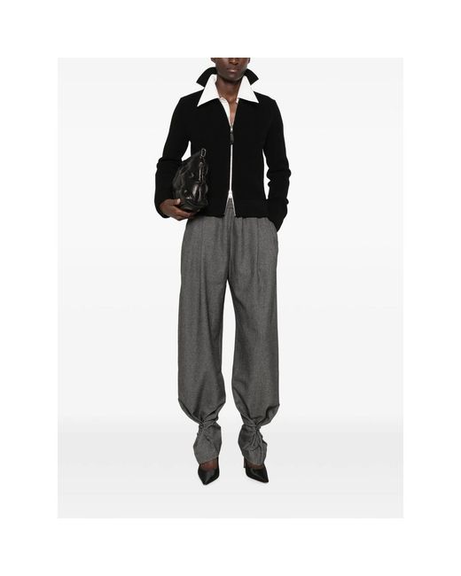 Maison Margiela Black Ribbed-Knit Zip-Up Jacket