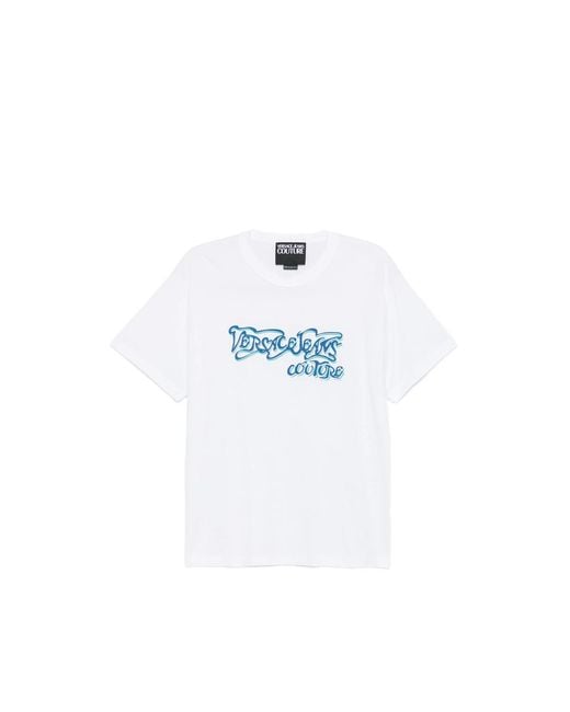 Versace Jeans Couture White Logo-Print T-Shirt for men