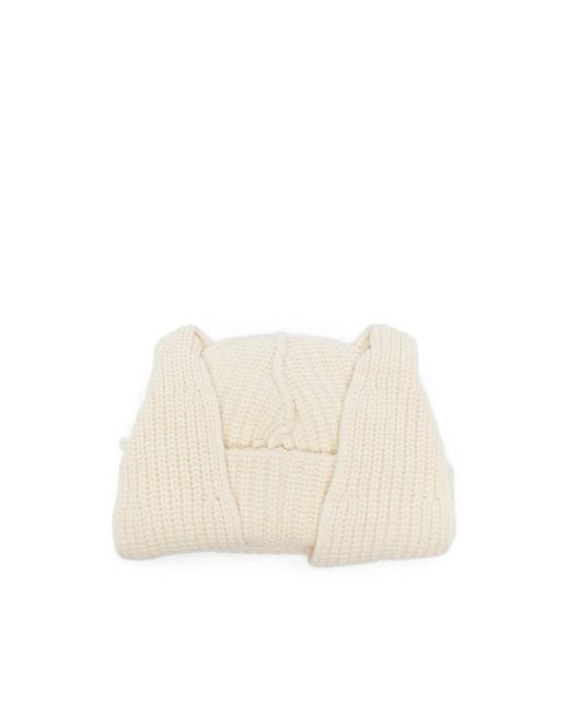 Charles Jeffrey White Side-Ear Logo-Path Beanie Hat for men