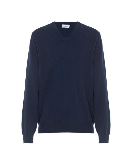 Malo Blue V-Neck Cashmere Sweater for men