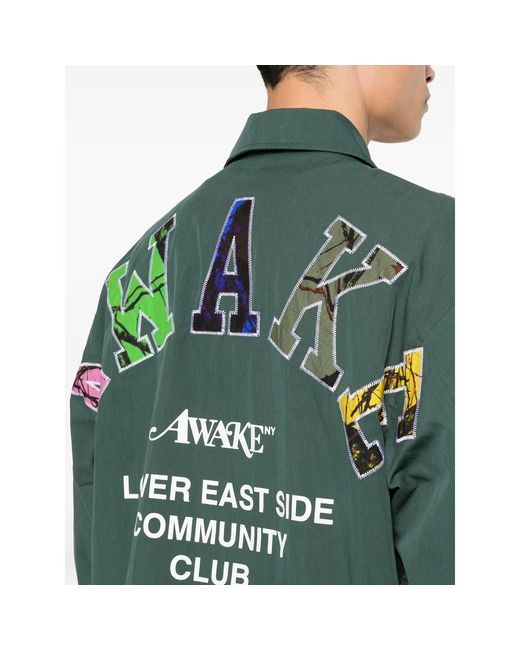 Awake Couture Green L. E. Community Coaches Jacket for men