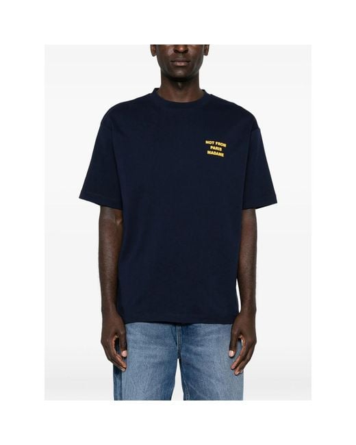 Drole de Monsieur Blue Bold Slogan T-Shirt for men