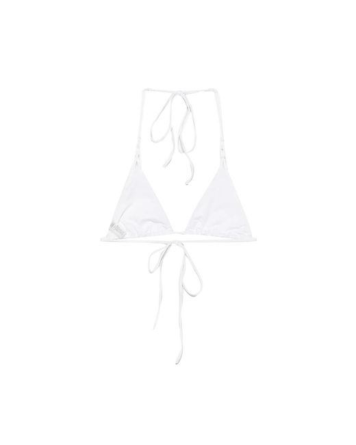 Frankie's Bikinis White X Jennie Encore Triangle-Cup Halterneck Bikini Top