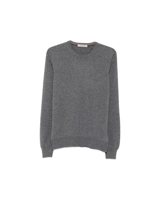 Fileria Gray Crew-Neck Ribbed-Trim Knit for men