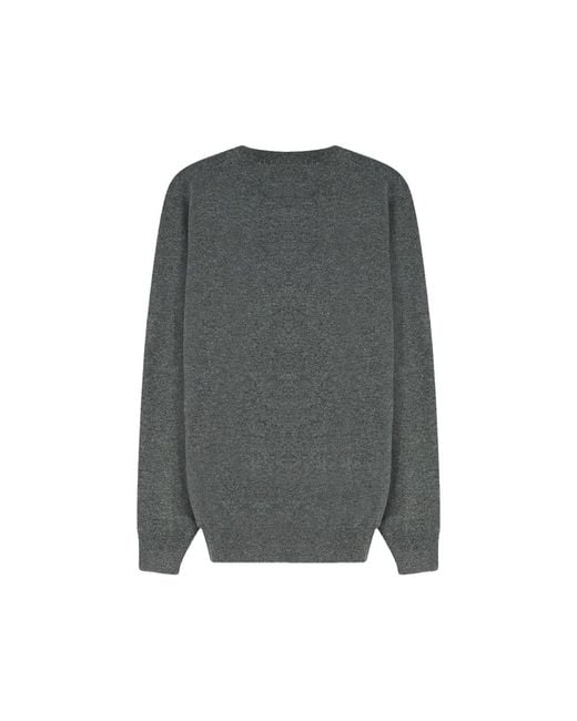 Brunello Cucinelli Gray Crewneck Ribbed-Trim Sweater for men