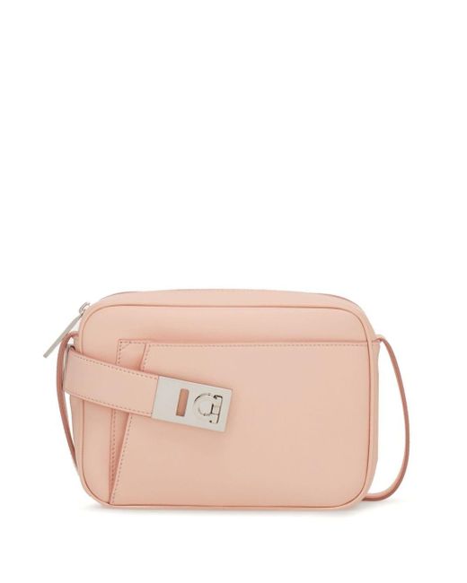 Ferragamo Pink Small Camera Case Leather Crossbody Bag