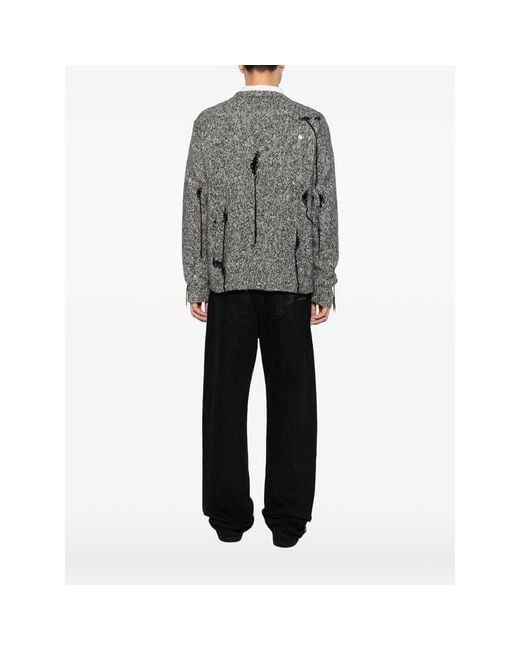 Atomo Factory Gray Distressed Marl-Knit Sweater for men