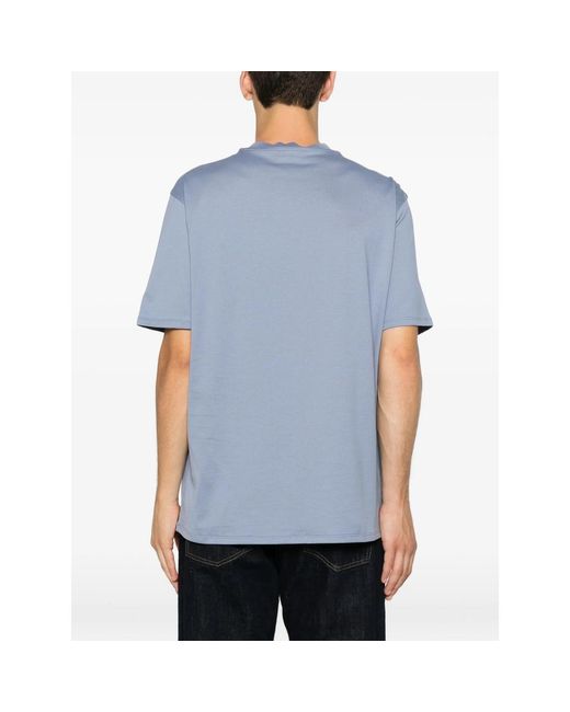 Emporio Armani Blue Logo-Print Crew-Neck T-Shirt for men