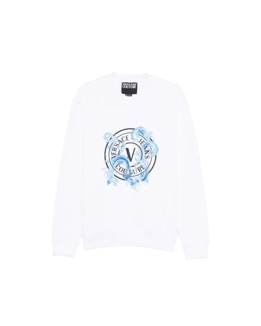 Versace Jeans Couture Blue Graphic-Print Sweatshirt for men