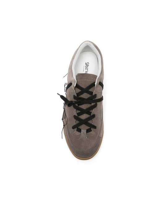 Santha Gray Love Cut Frayed Lace-Up Sneakers for men