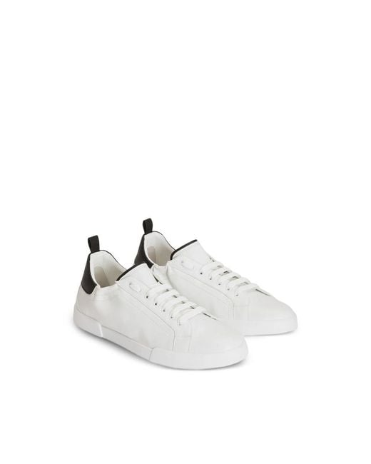 Dolce & Gabbana White Portofino Calfskin Sneakers for men