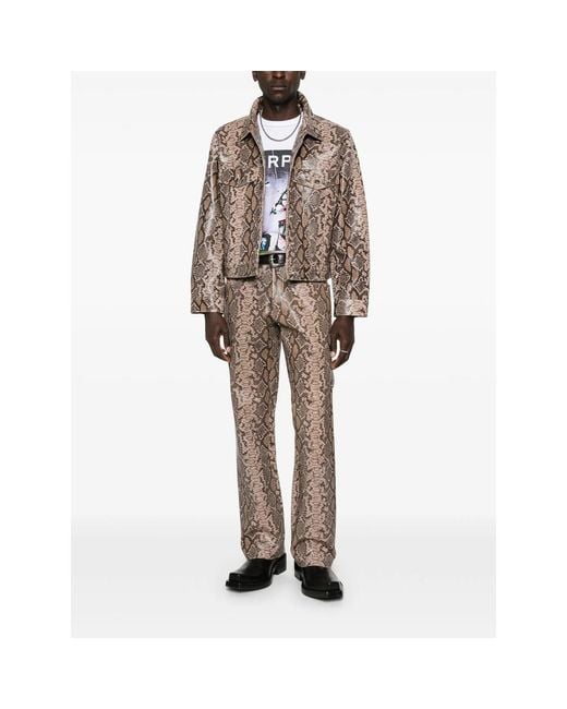 MIDNIGHT RODEO Brown "1968" Snakeskin Print Trousers for men