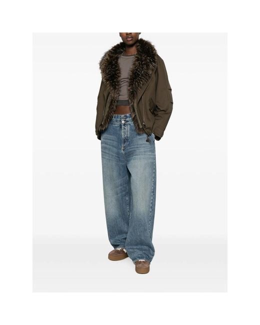 VALENTINI 1972 Brown Faux-Fur Trim Hooded Jacket