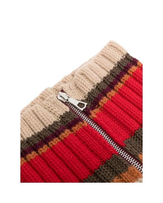 Dries Van Noten Red Striped Zip-Up Scarf for men