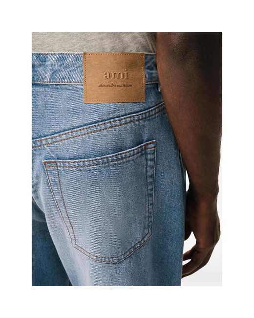 AMI Blue Straight Jeans for men