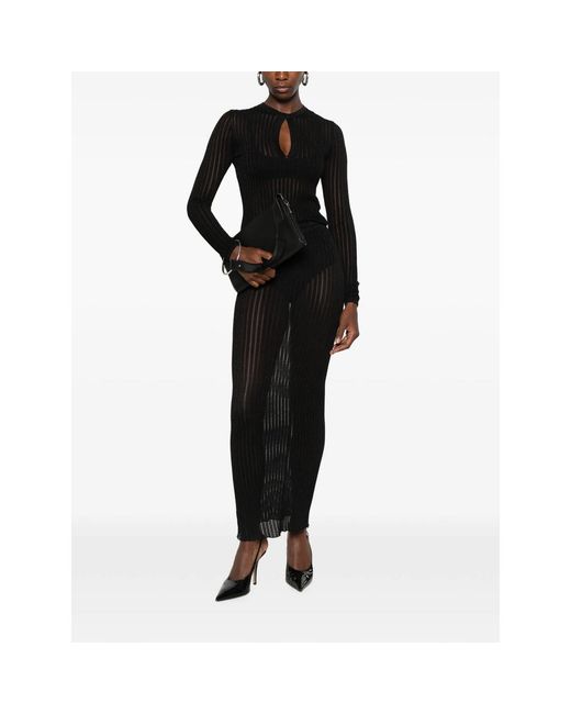 Dondup Black Sheer-Knit Cut-Out Sweater