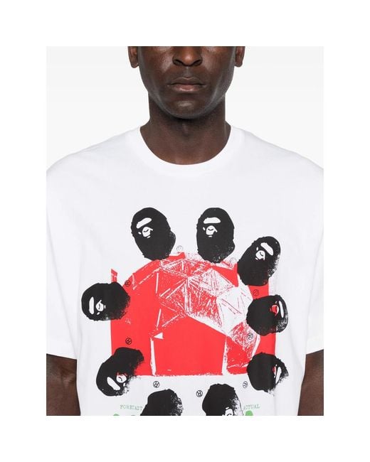 A Bathing Ape White T-Shirt With Graphic Print for men