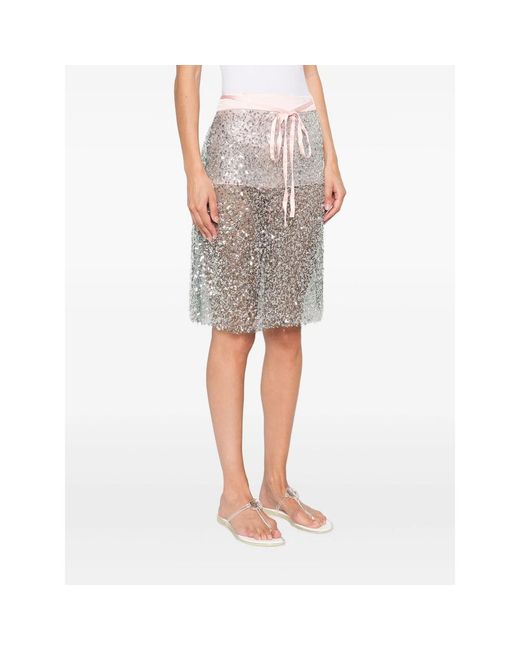 Siedres Multicolor Sequin-Embellished Drawstring Skirt