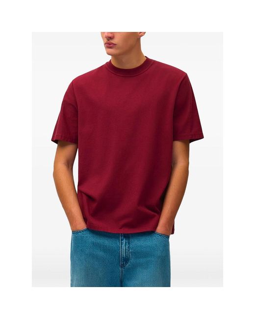 Arte' Red Abstract-Print Cotton T-Shirt for men