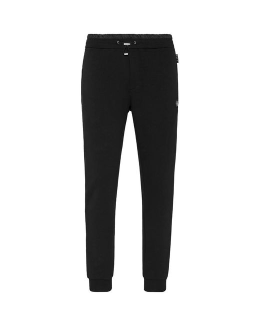 Philipp Plein Black Logo-Patch Drawstring Track Pants for men