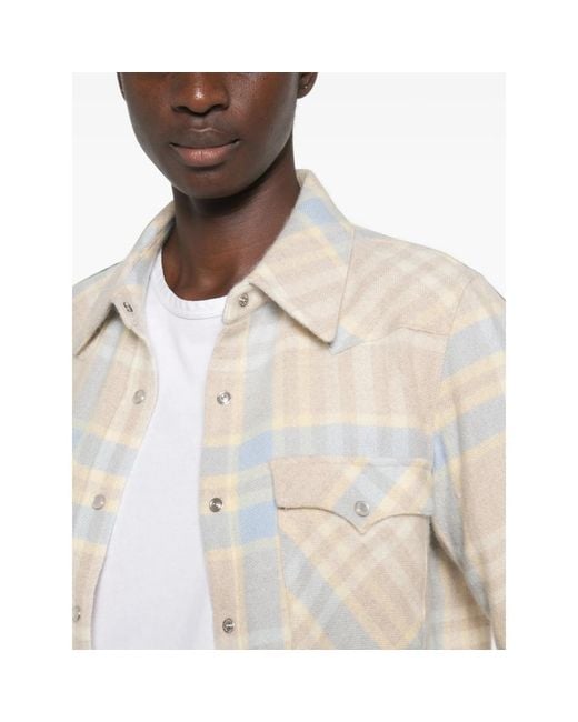 Kujten White Lumber Check-Pattern Button-Up Shirt