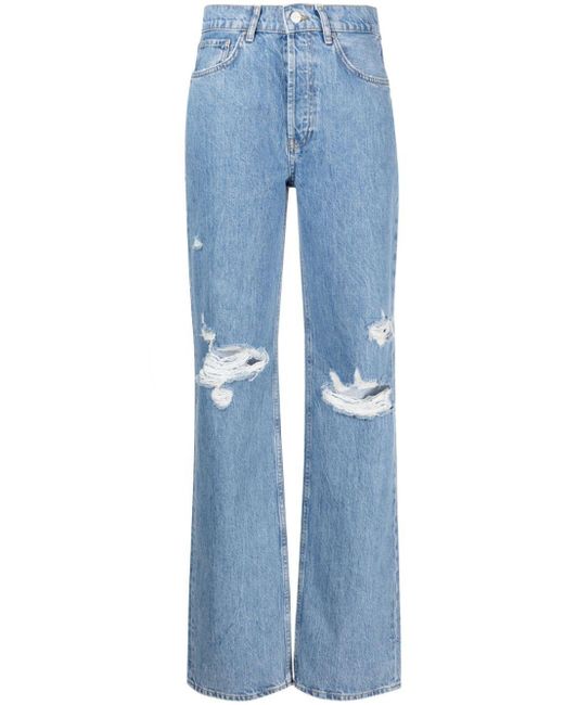 Anine Bing Blue Gio High-Rise Straight Jeans