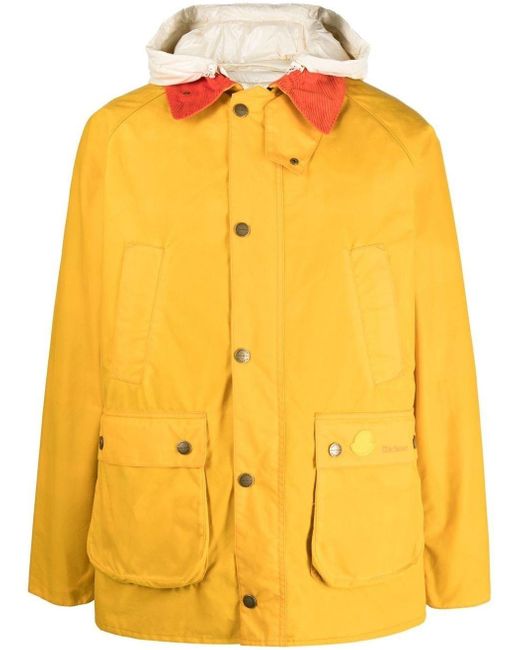 Moncler Genius Yellow Wax-coated Hooded Down Jacket 2 Moncler 1952 X Barbour for men
