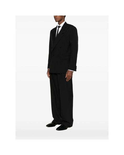 Lardini Black Double-Breasted Peak-Lapel Jacket for men
