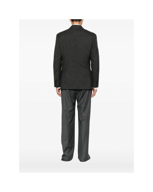 Lardini Black Pinstripe-Pattern Double-Breasted Blazer for men