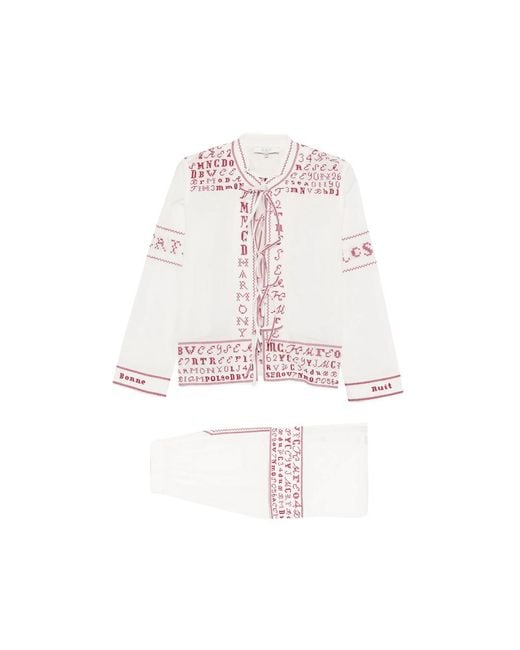 Sea White Embroidery Pyjama Set