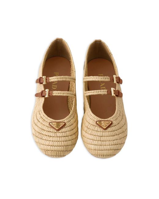 Prada Natural Neutrals Ballet Flats
