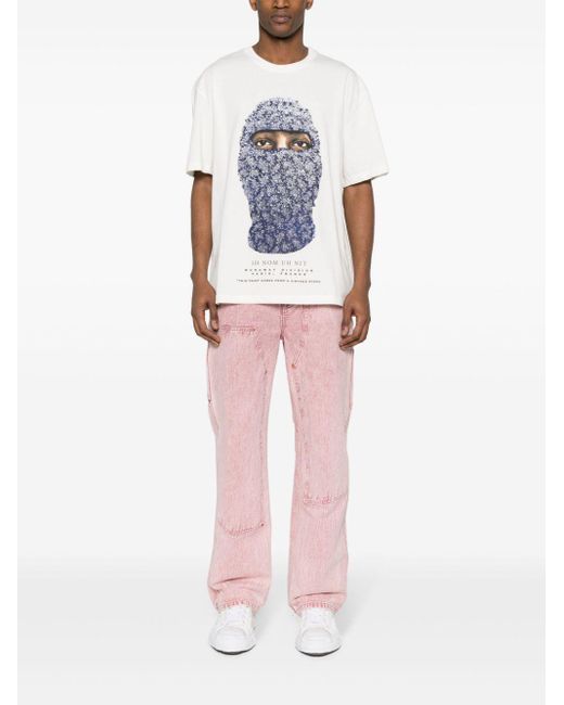 Ih Nom Uh Nit Blue Face-Print Cotton T-Shirt for men