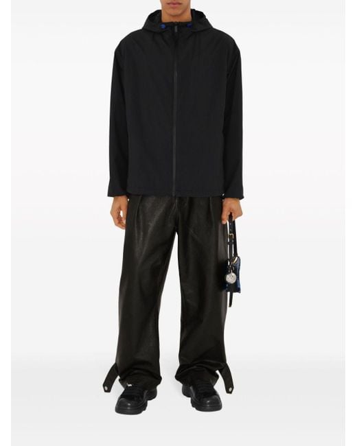 Burberry Black Ekd-Embroidered Hooded Lightweight Jacket for men
