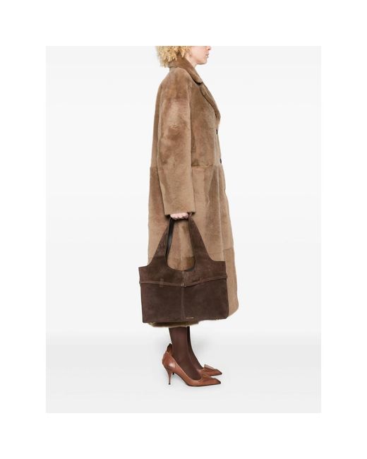 MANU Atelier Brown Buckle-Detail Suede Tote Bag