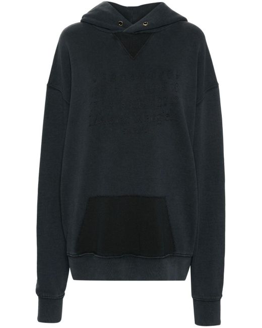 Maison Margiela Blue Numbers-Embroidered Cotton Hoodie