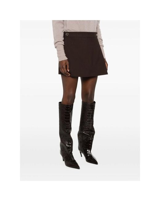Sportmax Brown Ottuso Button-Detail Tailored Skort