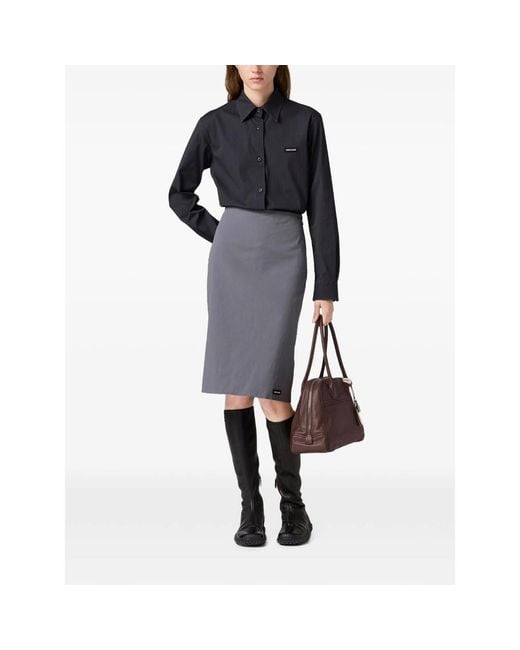 Miu Miu Gray Stretch Poplin Skirt