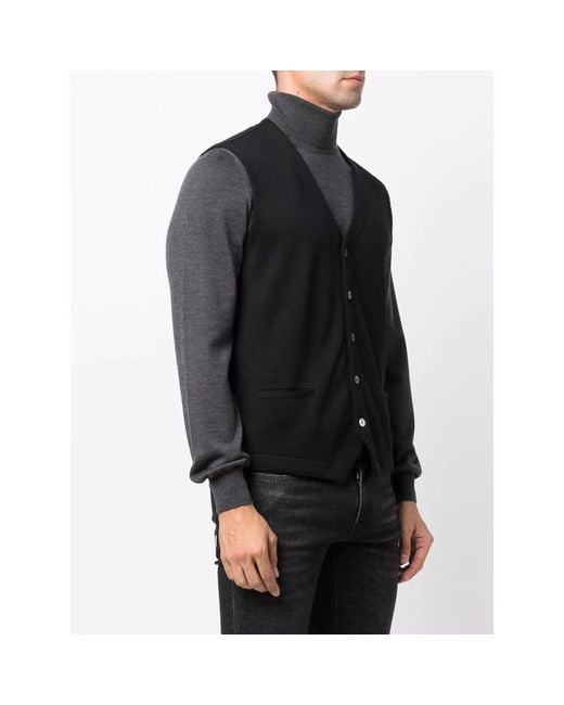 Fileria Black V-Neck Virgin Wool Gilet for men