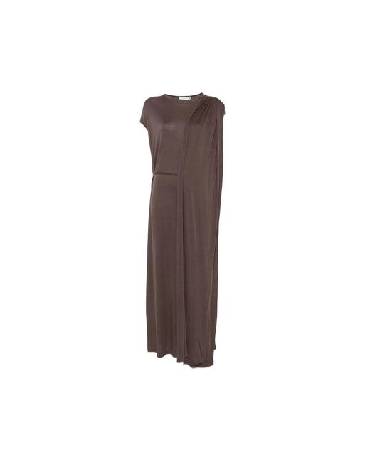 Viktoria Chan Brown Draped-Detail Maxi Dress