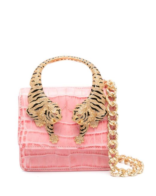 Roberto Cavalli Pink Small Roar Leather Bag