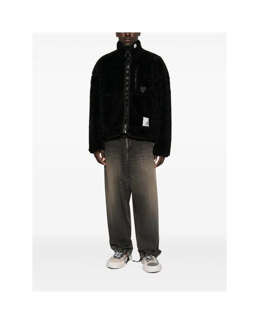 Maison Mihara Yasuhiro Black Fleece Zip-Up Jacket for men